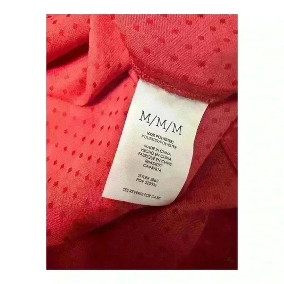 Cabi 3862 | Front Knot Swiss Red Dot Print Satin Blouse Top with Keyhole, Medium - Picture 8 of 9